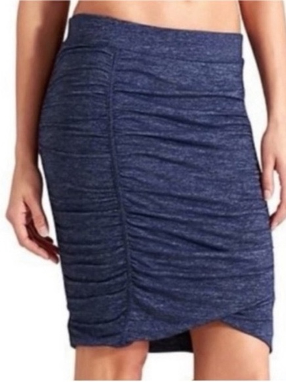 Athleta Heathered Navy Ruched Mini Skirt